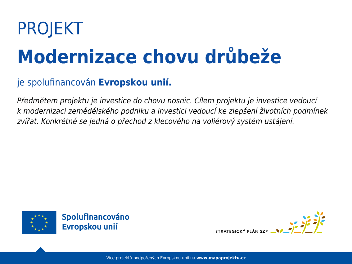 Drůběžárna - modernizace chovu
